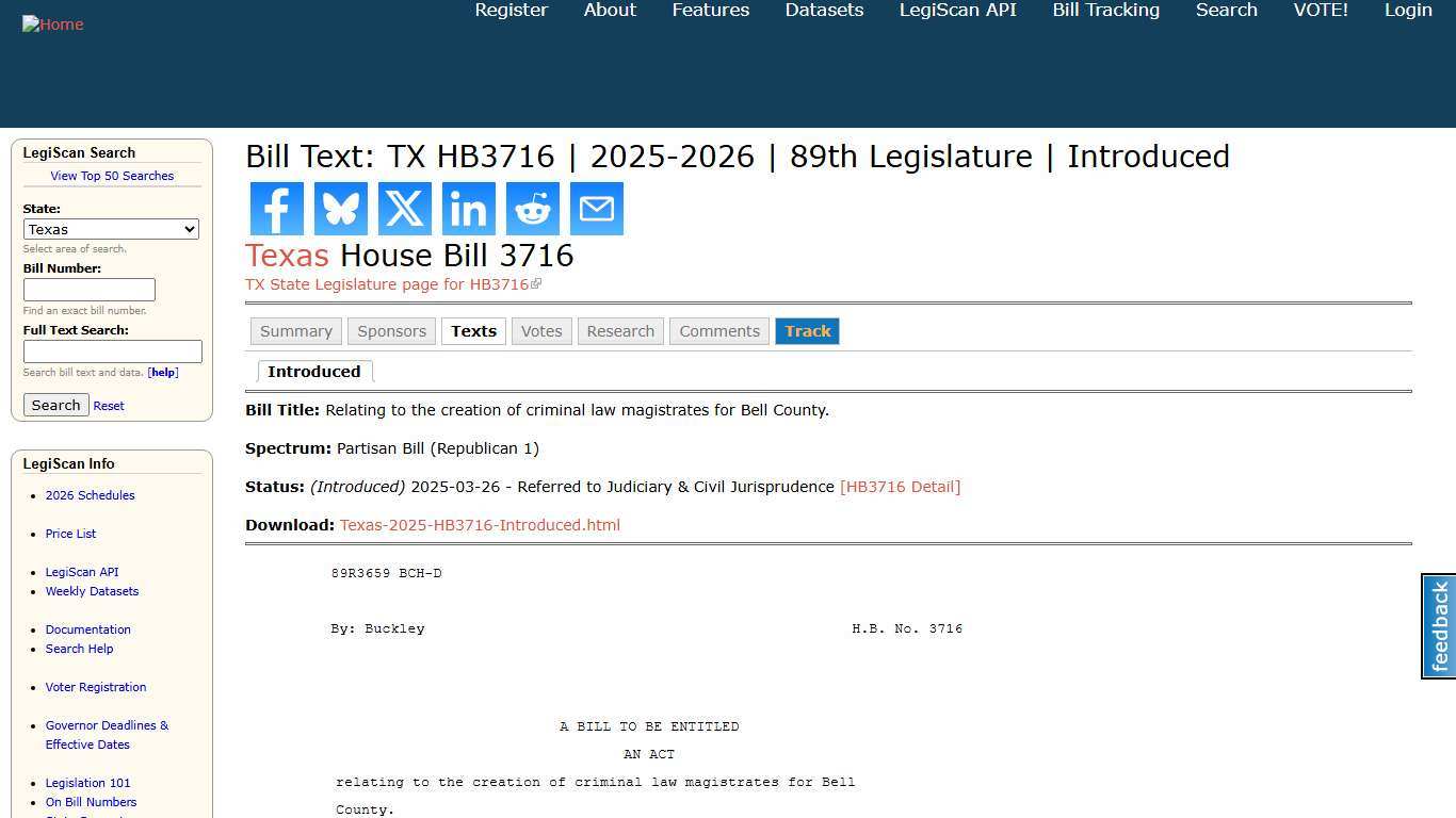 Bill Text: TX HB3716 | 2025-2026 | 89th Legislature | Introduced | LegiScan
