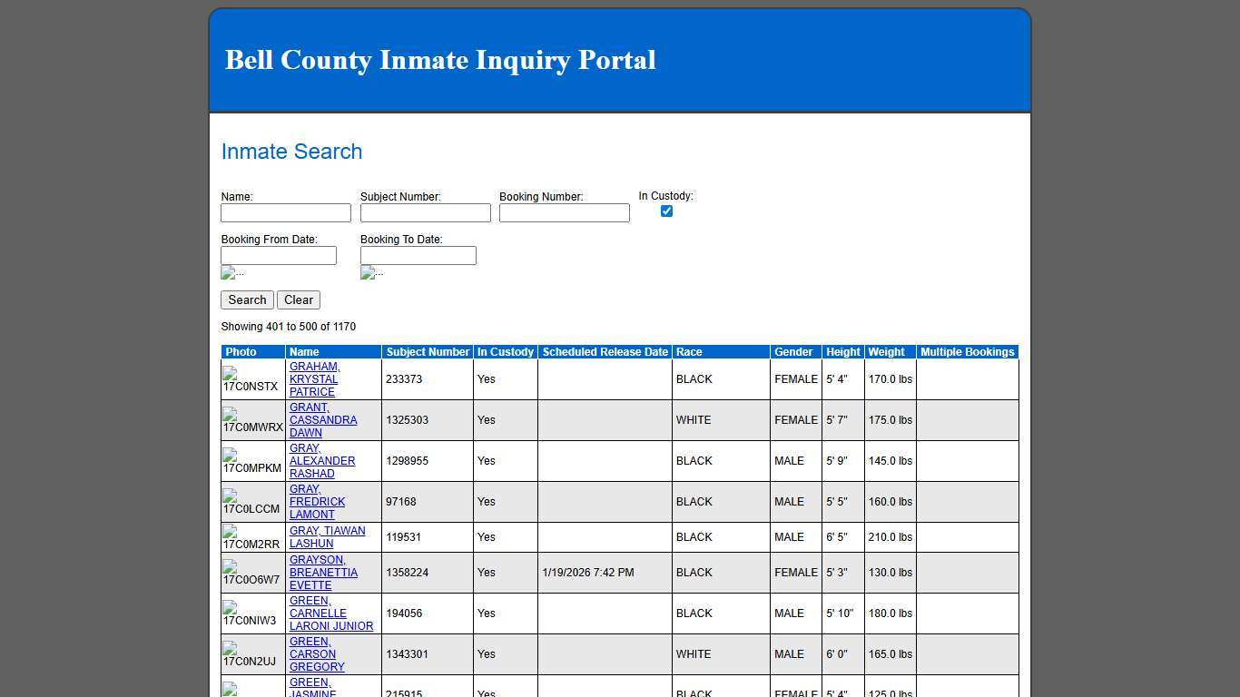 Inmate Search