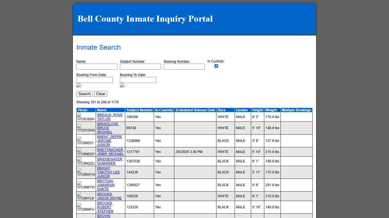 Inmate Search